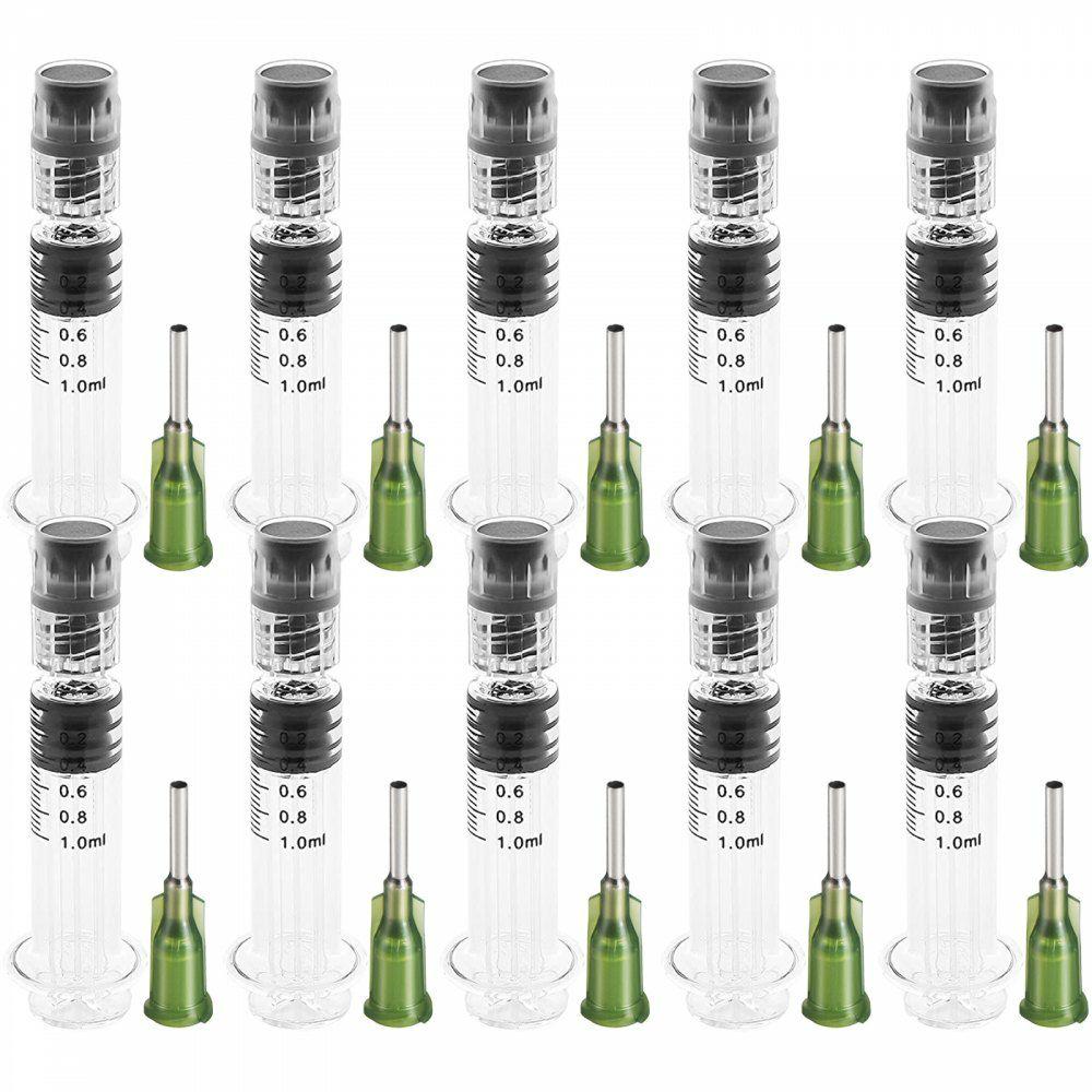 100 PCS Borosilicate Glass Luer Lock Syringe, 1mL, Reusable Glass Syringes with 14 Ga Blunt Tip Needles, for Lab, Vet, Craft, Art, Thick Liquids, Oil, Gel, Ink, Glue, Non Hypodermic  |  Glassware & Labware Glassware & Labware Glassware & Labware