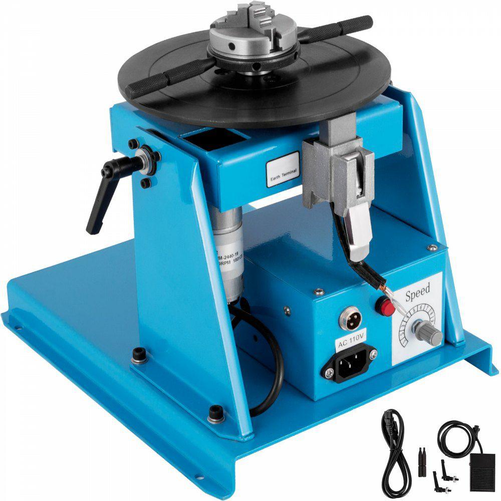 10KG Rotary Welding Positioner Turntable Table 110V Mini 0 to 90° Welding Positioner Positioning Turntable 2.5 Inch 3 Jaw Lathe Chuck 180mm Portable Welder Positioner Turntable Machine  |  Welding Supplies Welding Welding Supplies