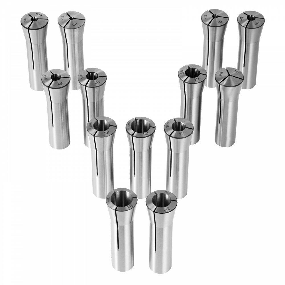 13 pcs Precision R8 Collet Set, 1/8” – 7/8”, 45# Alloy Steel Mill Collet Chuck 0.0012″/30μm TIR with 13 Labeled Storage Boxes, for Milling Machine Drill Presses Boring Machine Machining Center  |  Tool Holders & Accessories Machining Tool Holders & Accessories