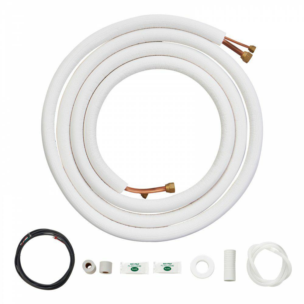 16FT Mini Split Line Set, 1/4″ & 1/2″ O.D Copper Pipes Tubing and Triple-Layer Insulation, for Air Conditioning or Heating Pump Equipment & HVAC with Rich Accessories (18ft Connection Cable)  |  Air Conditioners & Accessories Air Conditioners & Accessories Air Conditioners & Accessories