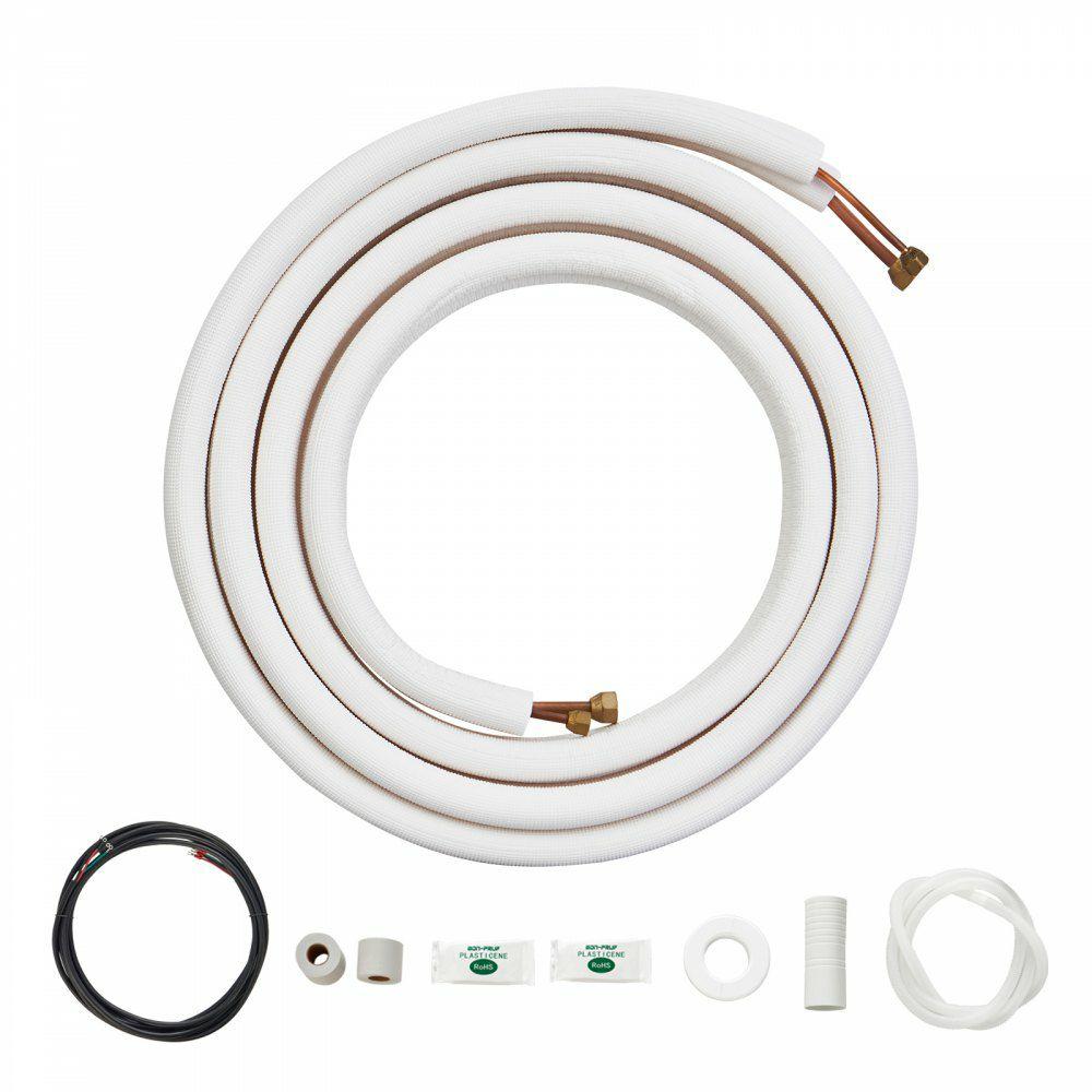 16FT Mini Split Line Set, 1/4″ & 3/8″ O.D Copper Pipes Tubing and Triple-Layer Insulation, for Air Conditioning or Heating Pump Equipment & HVAC with Rich Accessories (18ft Connection Cable)  |  Air Conditioners & Accessories Air Conditioners & Accessories Air Conditioners & Accessories