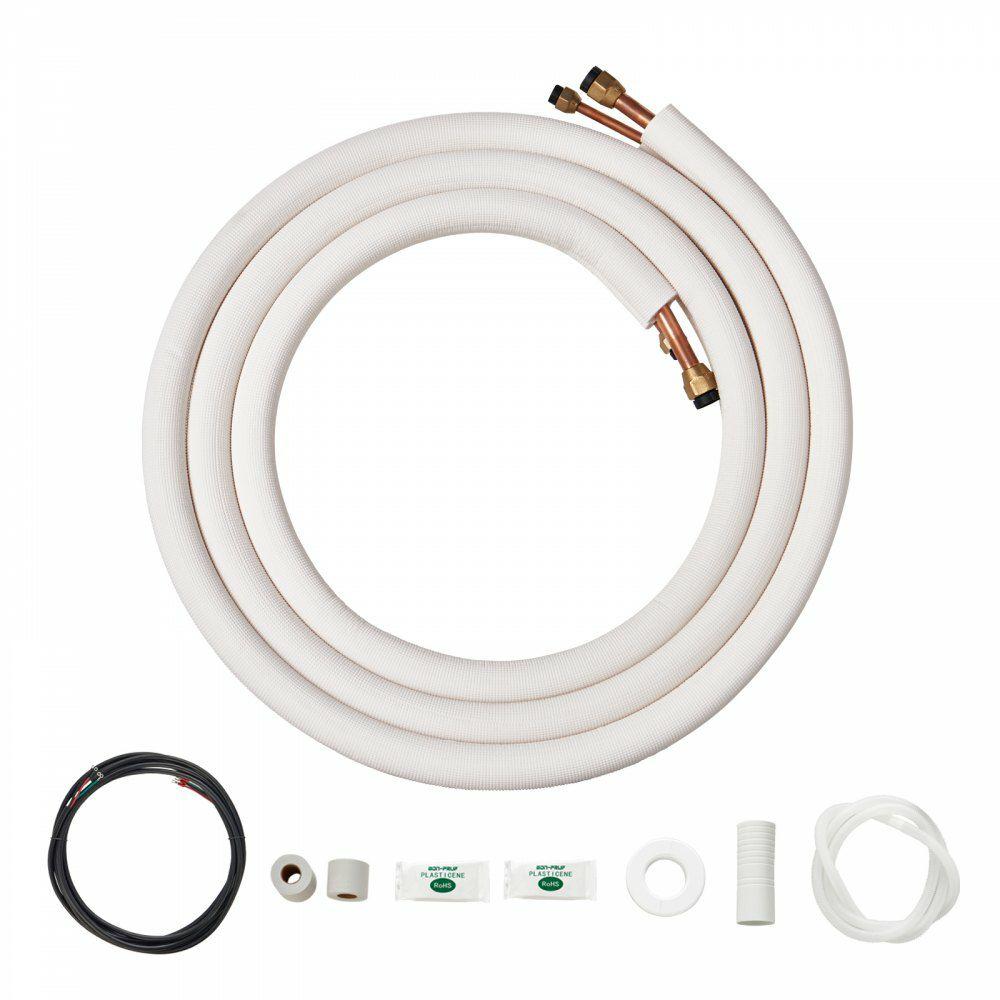 16FT Mini Split Line Set, 3/8″ & 5/8″ O.D Copper Pipes Tubing and Triple-Layer Insulation, for Air Conditioning or Heating Pump Equipment & HVAC with Rich Accessories (18ft Connection Cable)  |  Air Conditioners & Accessories Air Conditioners & Accessories Air Conditioners & Accessories