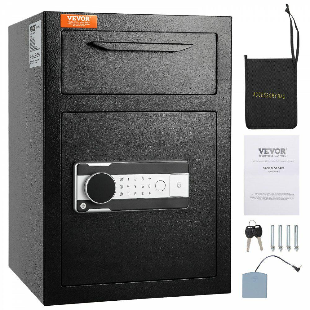 2.5 Cub Depository Safe, Deposit Safe with Drop Slot, Electronic Code Lock and 2 Emergency Keys, 20.27” x 13.97” x 13.97” Business Drop Slot Safe for Cash, Mail in Home, Hotel, Office  |  Safes Safes Safes