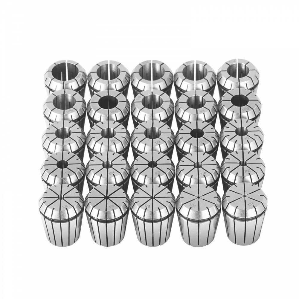 25 pcs ER32 Collet Set, 1/16”-13/16”, ER32 Spring Collet Chuck Set, 0.0006″/15 μm TIR Lathe Chuck Tool with 25 Labeled Storage Boxes, for CNC Engraving Machine Milling Lathe Tool Drill Press  |  Tool Holders & Accessories Machining Tool Holders & Accessories