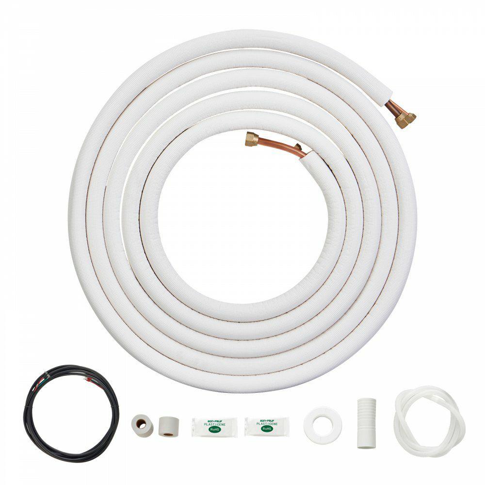 25FT Mini Split Line Set, 1/4″ & 1/2″ O.D Copper Pipes Tubing and Triple-Layer Insulation, for Air Conditioning or Heating Pump Equipment & HVAC with Rich Accessories (27ft Connection Cable)  |  Air Conditioners & Accessories Air Conditioners & Accessories Air Conditioners & Accessories