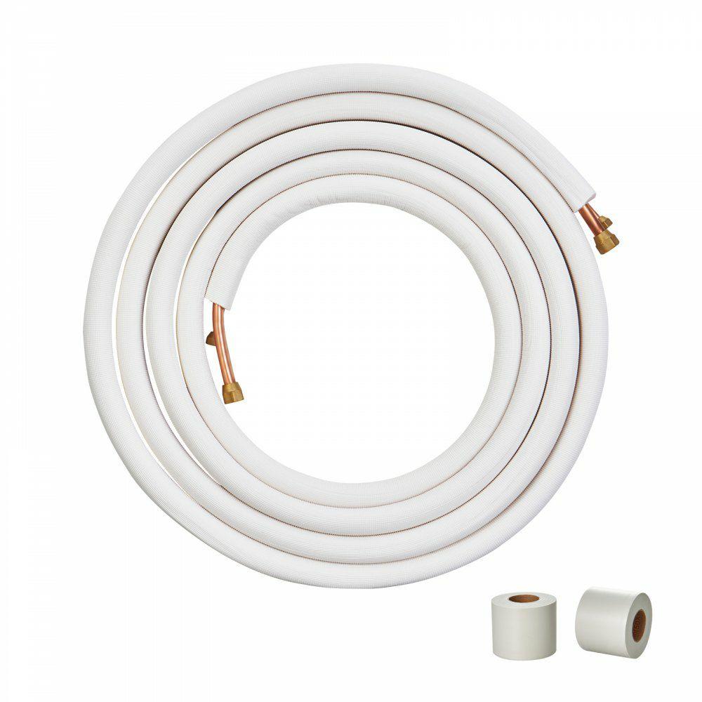 25FT Mini Split Line Set, 1/4″ & 3/8″ O.D Copper Pipes Tubing and Triple-Layer Insulation, for Mini Split Air Conditioning Refrigerant or Heating Pump Equipment & HVAC with Wrapping Strips.  |  Air Conditioners & Accessories Air Conditioners & Accessories Air Conditioners & Accessories