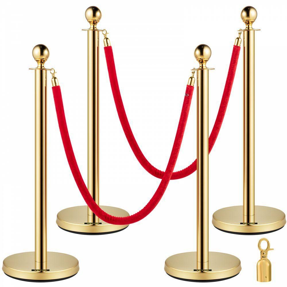 38 Inch Stanchion Posts Queue, Red Velvet Rope (3, Gold) Red Rope Gold Bar |  Access Barriers & Crowd Control Access Barriers & Crowd Control Access Barriers & Crowd Control