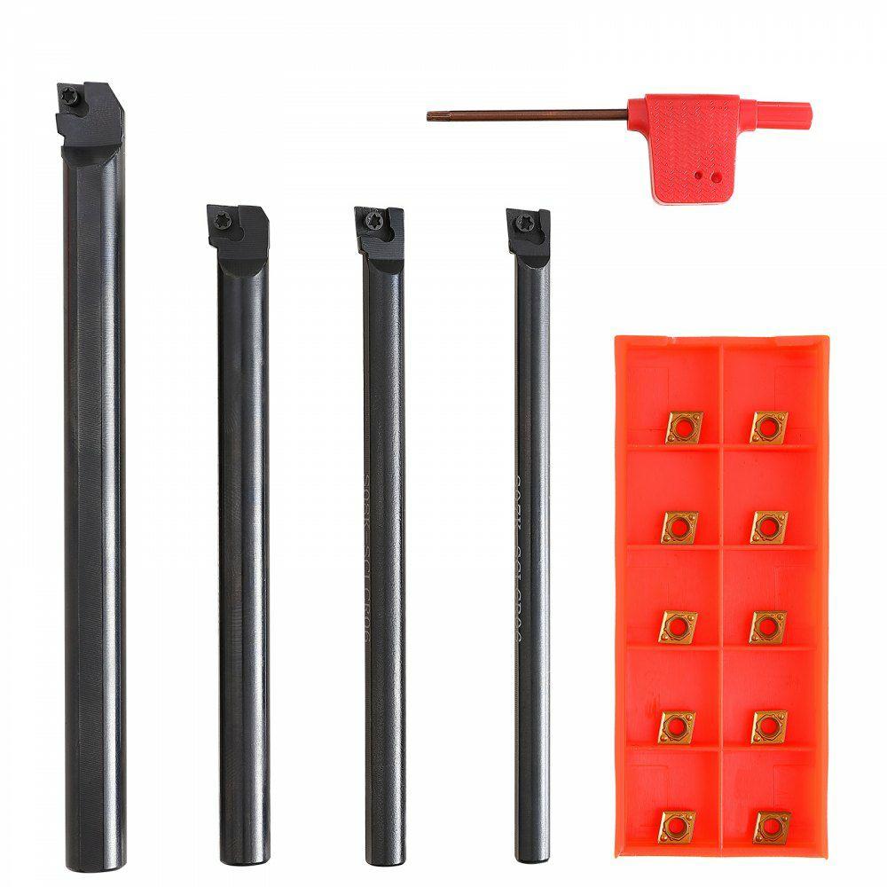 4 Pieces Indexable Lathe Turning Tool Holder, 1/4 in, CNC Heavy-Duty Metal Lathe Cutting Tools, with Tin Coated Carbide Inserts Aluminum Case, for Turning Grooving Threading Cut Off Holders Set  |  Lathe Machines & Accessories Lathe Machines & Accessories Lathe Machines & Accessories