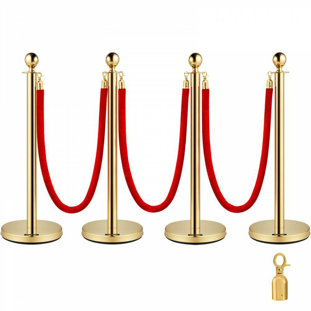 4PCS Gold Stanchion Posts Queue, 38 Inch Red Velvet Rope, Crowd Control Barriers Queue Line Rope, Barriers for Party Supplies Red Rope Gold Bar |  Access Barriers & Crowd Control Access Barriers & Crowd Control Access Barriers & Crowd Control