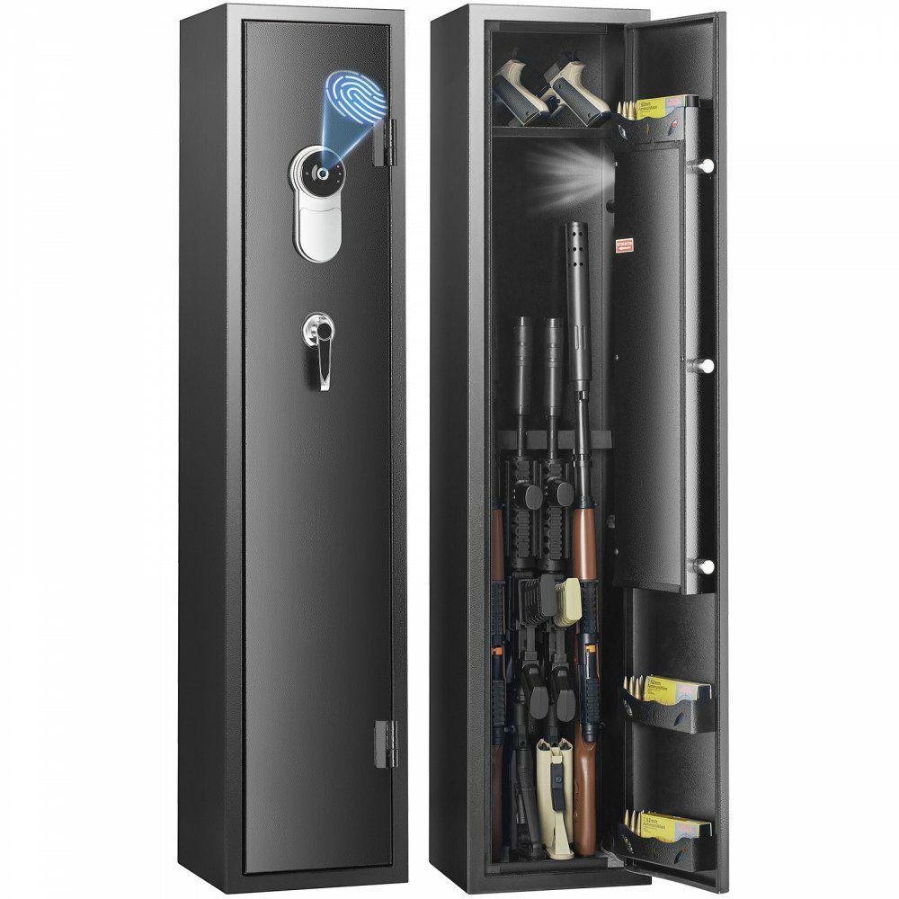 5 Gun Safe, Gun Security Cabinet with Fingerprint Lock, Quick Access Gun Storage Cabinet with Removable Shelf, Pistol Rack, Gun Cabinet for Home Long Gun and Pistols  |  Safes Biometric Safes Biometric Safes