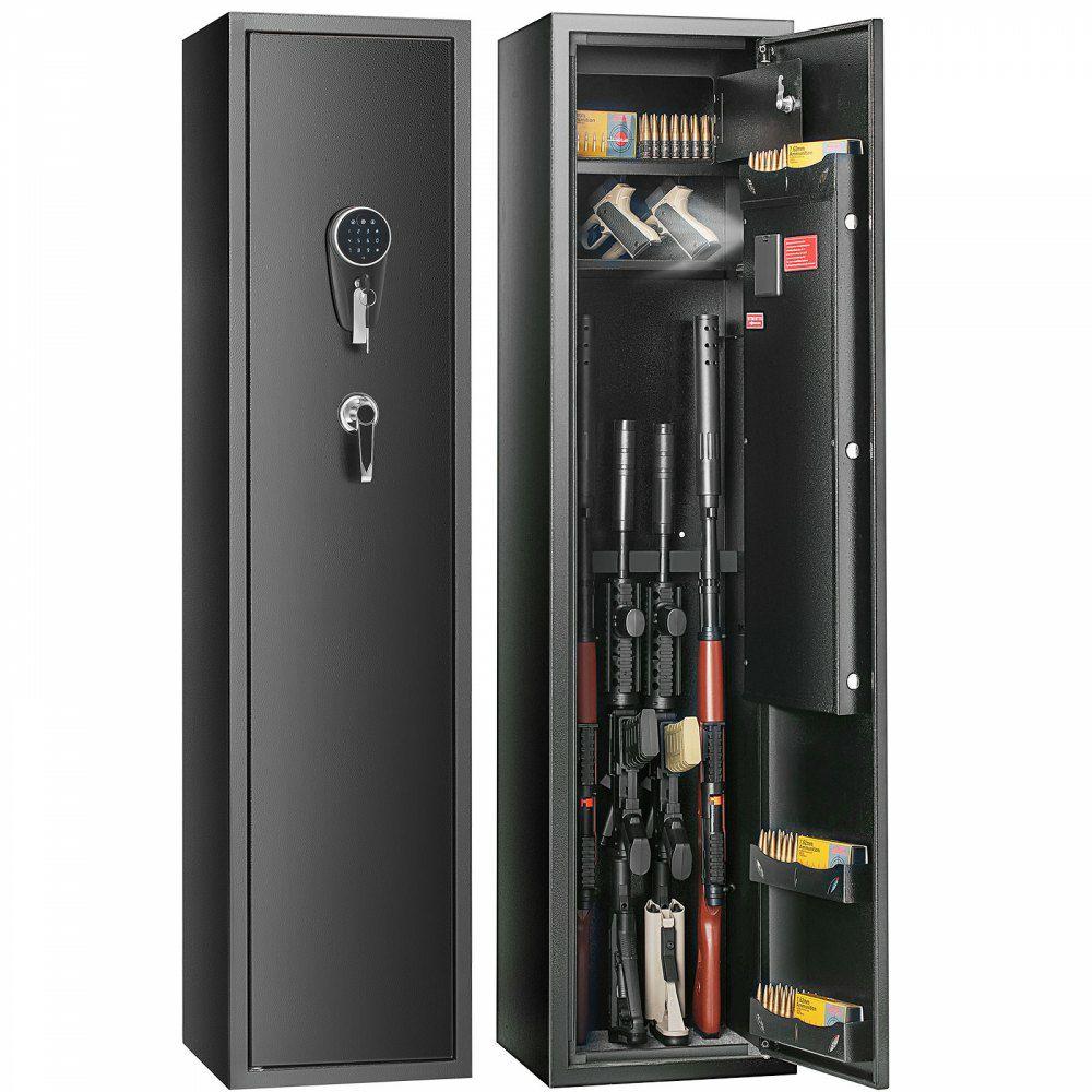 5 Gun Safe, Gun Security Cabinet with Lock & Digital Keypad, Gun Storage Cabinet with Built-in Storage Locker and Removable Storage Shelf for Home Long Gun and Pistols  |  Safes Biometric Safes Biometric Safes