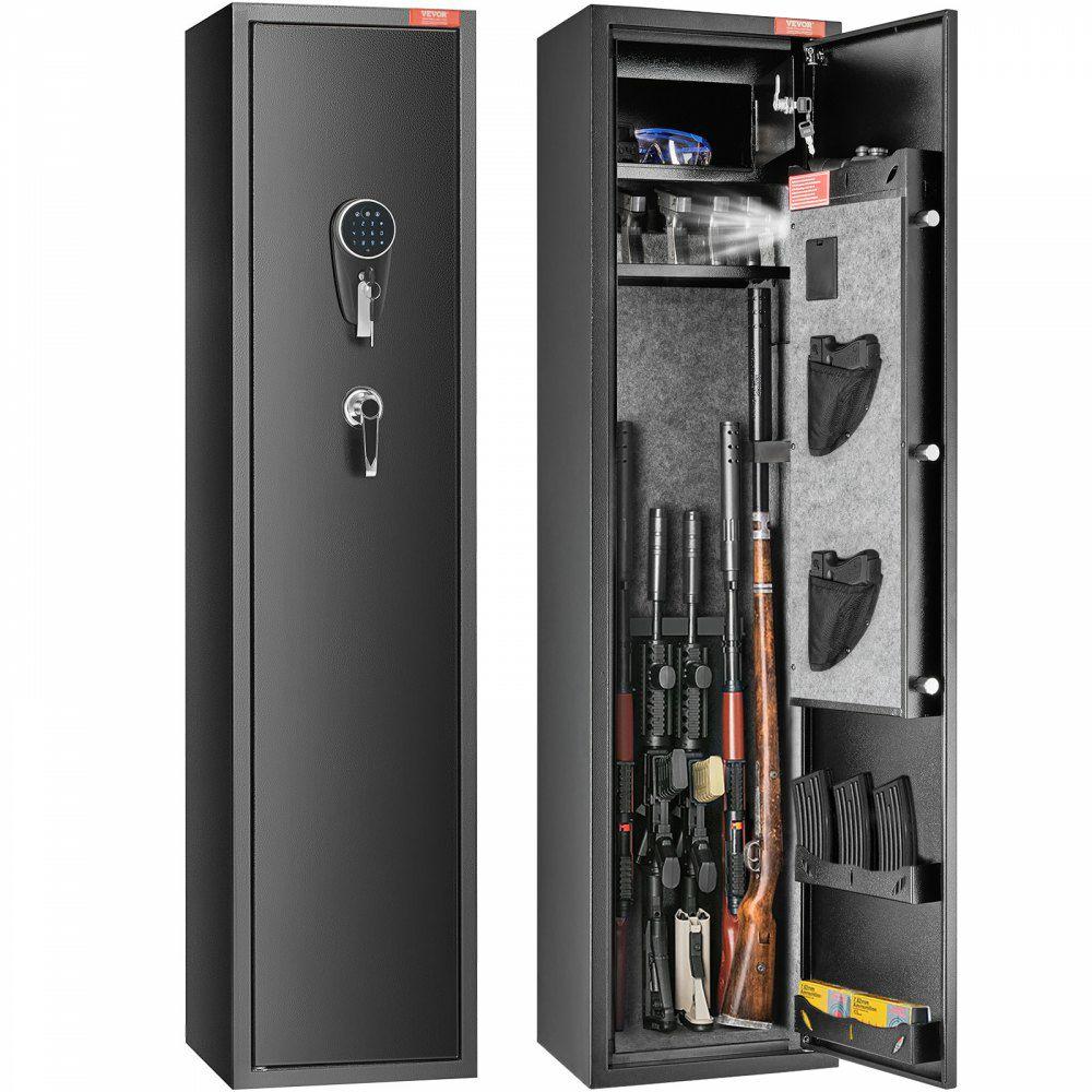 5 Rifles Gun Safe, Rifle Safe with Digital Keypad & Lock, Gun Storage Cabinet with Built-in Storage Locker, Removable Storage Shelf for Home Long Gun and Pistols  |  Biometric Safes Biometric Safes Biometric Safes