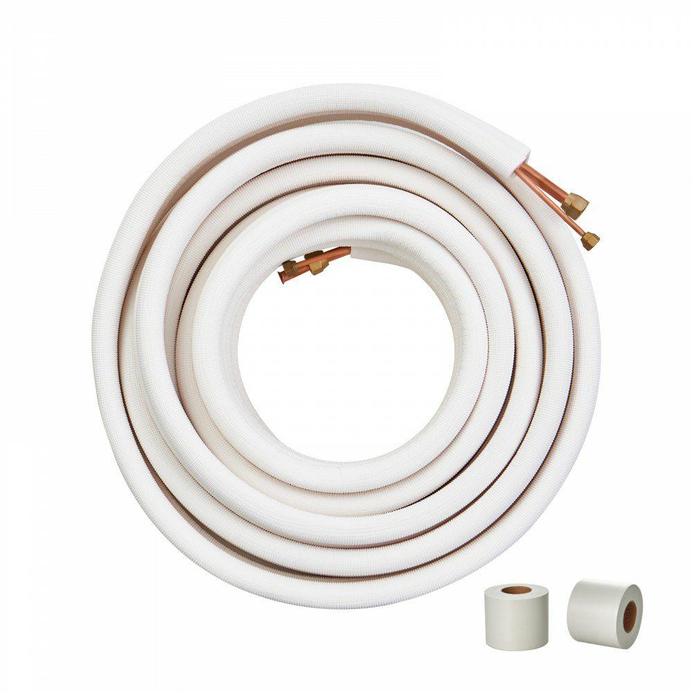 50FT Mini Split Line Set, 1/4″ & 1/2″ O.D Copper Pipes Tubing and Triple-Layer Insulation, for Mini Split Air Conditioning Refrigerant or Heating Pump Equipment & HVAC with Wrapping Strips.  |  Air Conditioners & Accessories Air Conditioners & Accessories Air Conditioners & Accessories