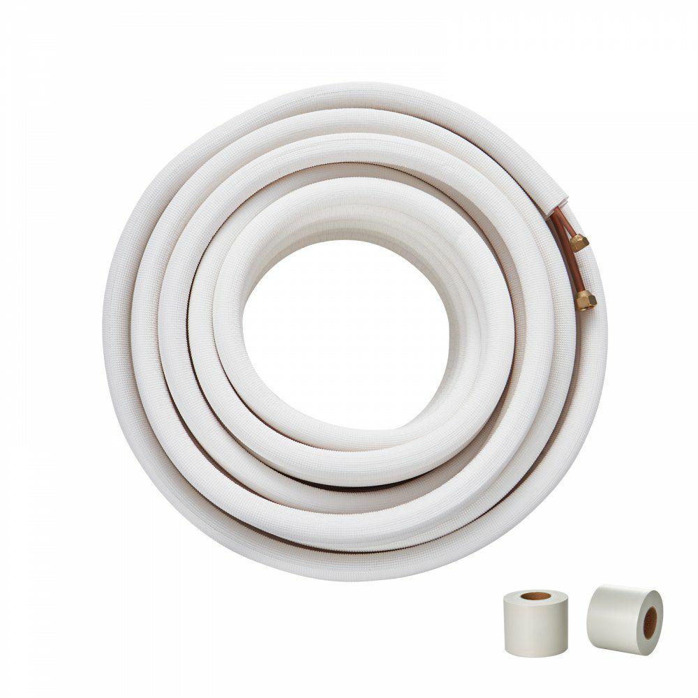 50FT Mini Split Line Set, 1/4″ & 3/8″ O.D Copper Pipes Tubing and Triple-Layer Insulation, for Mini Split Air Conditioning Refrigerant or Heating Pump Equipment & HVAC with Wrapping Strips.  |  Air Conditioners & Accessories Air Conditioners & Accessories Air Conditioners & Accessories