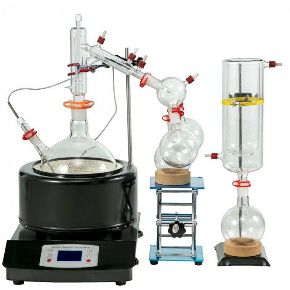 5L Distillation Apparatus Max.380°C Short Path Distillation Kit with Heating Mantle and Magnetic stirring 60-2300rpm Lab Distillation Glassware Apparatus (Black)  |  Glassware & Labware Glassware & Labware Glassware & Labware