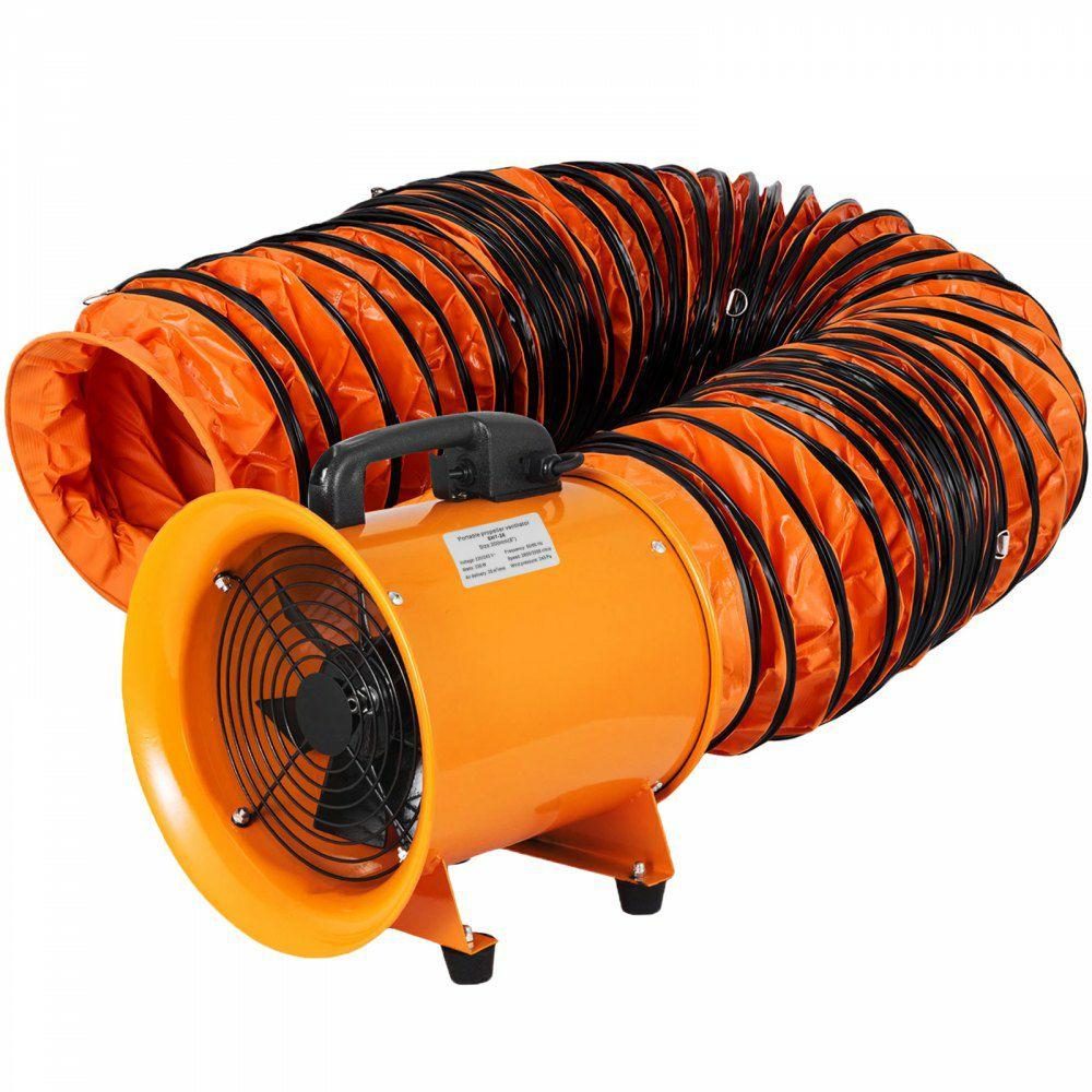 8” Extractor Fan Blower Portable W/5m Duct Hose Exhaust Ventilator Rubber Feet  |  Portable Utility Blower Heating & Cooling Portable Utility Blower