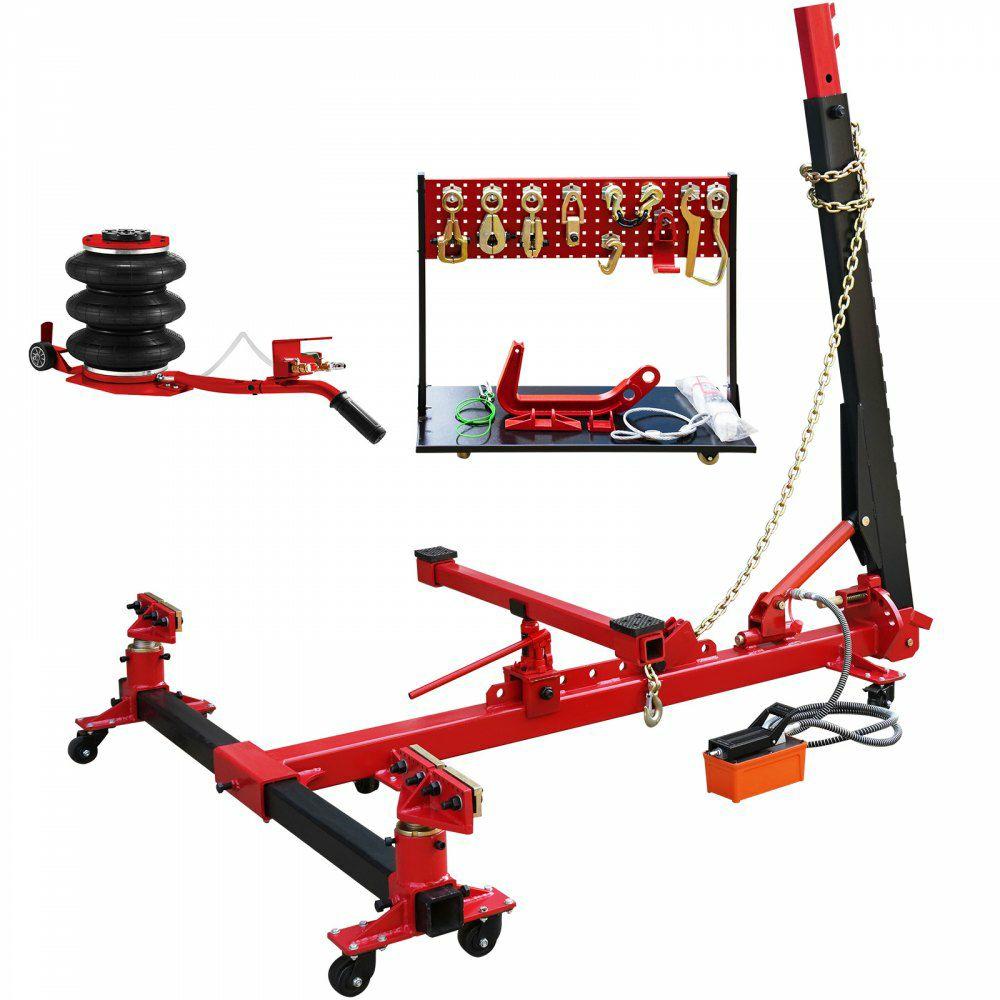 Car Frame Puller Set, 6 Ton PSI Air Pump Frame Puller, 10000 PSI Foot-Operated Hydraulic Pump, 3 Ton Air Bag Jack, Auto Body Frame Straightener, with Double-Head Clamps And Casters  |  Hydraulic Equipment Hydraulic Equipment Hydraulic Equipment