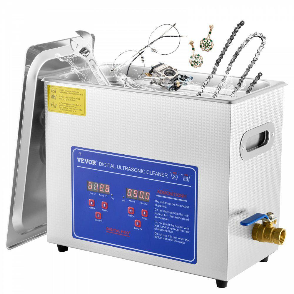 Commercial Ultrasonic Cleaner 6L Professional Ultrasonic Cleaner 40kHz with Digital Timer&Heater 110V Excellent Cleaning Machine for Watch Instruments Industrial Parts Excellent Cleaner Solution  |  Cleaning Equipment Cleaning Equipment Cleaning Equipment