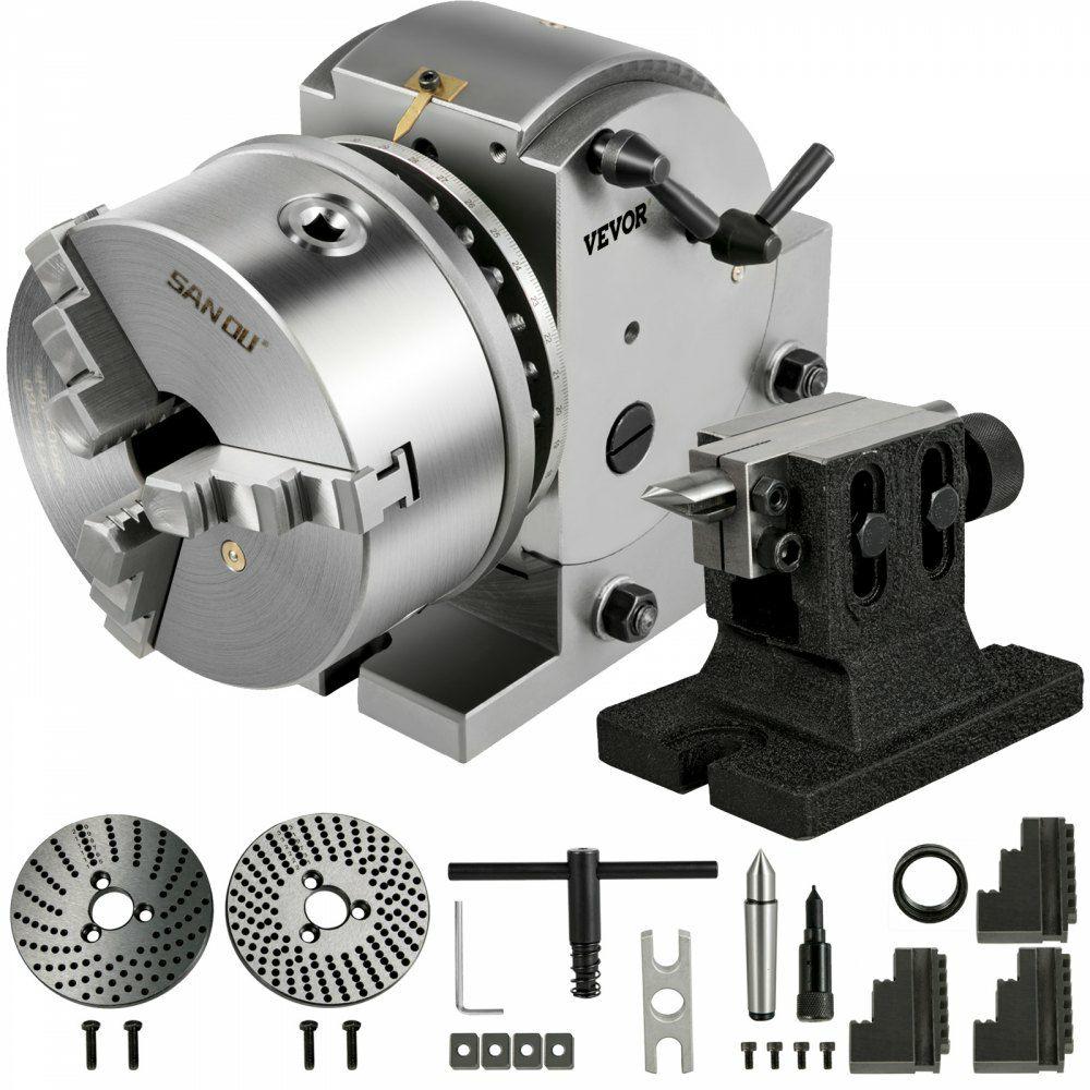 Dividing Head BS-1 Dividing Head Set 6″ 3-jaw Chuck Semi Universal Milling Set with 6″ Chuck+Tailstock+Dividing Plates for Milling Grinding Drilling Machine  |  Milling & Drilling Accessories Machining Milling & Drilling Accessories