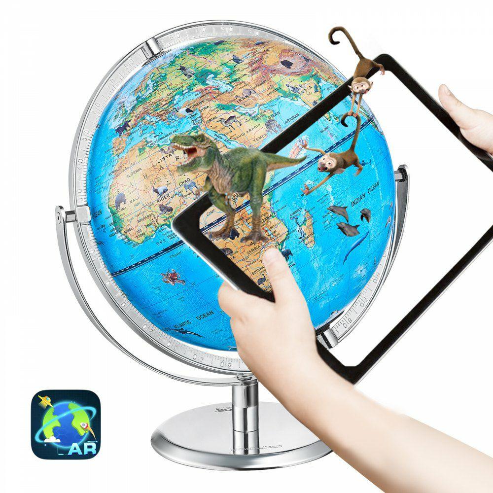 Educational Globe for Kids, 10 in/254 mm, Interactive AR World Globe with AR Golden Globe APP LED Night Lighting 720° Rotation, STEM Toy Gifts for Kids Compatible with Android or iOS Devices  |  Learning & Education Lab Learning & Education