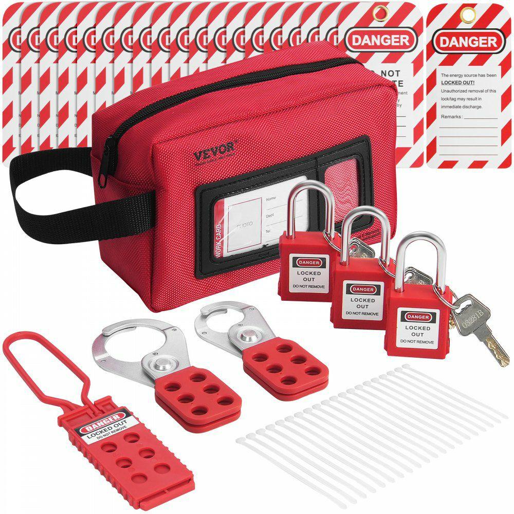 Electrical Lockout Tagout Kit, 26 PCS Safety Loto Kit Includes Padlocks, Hasps, Tags, Nylon Ties, and Carrying Bag, Lockout Tagout Safety Tools for Industrial, Electric Power, Machinery  |  Locks Locks Locks