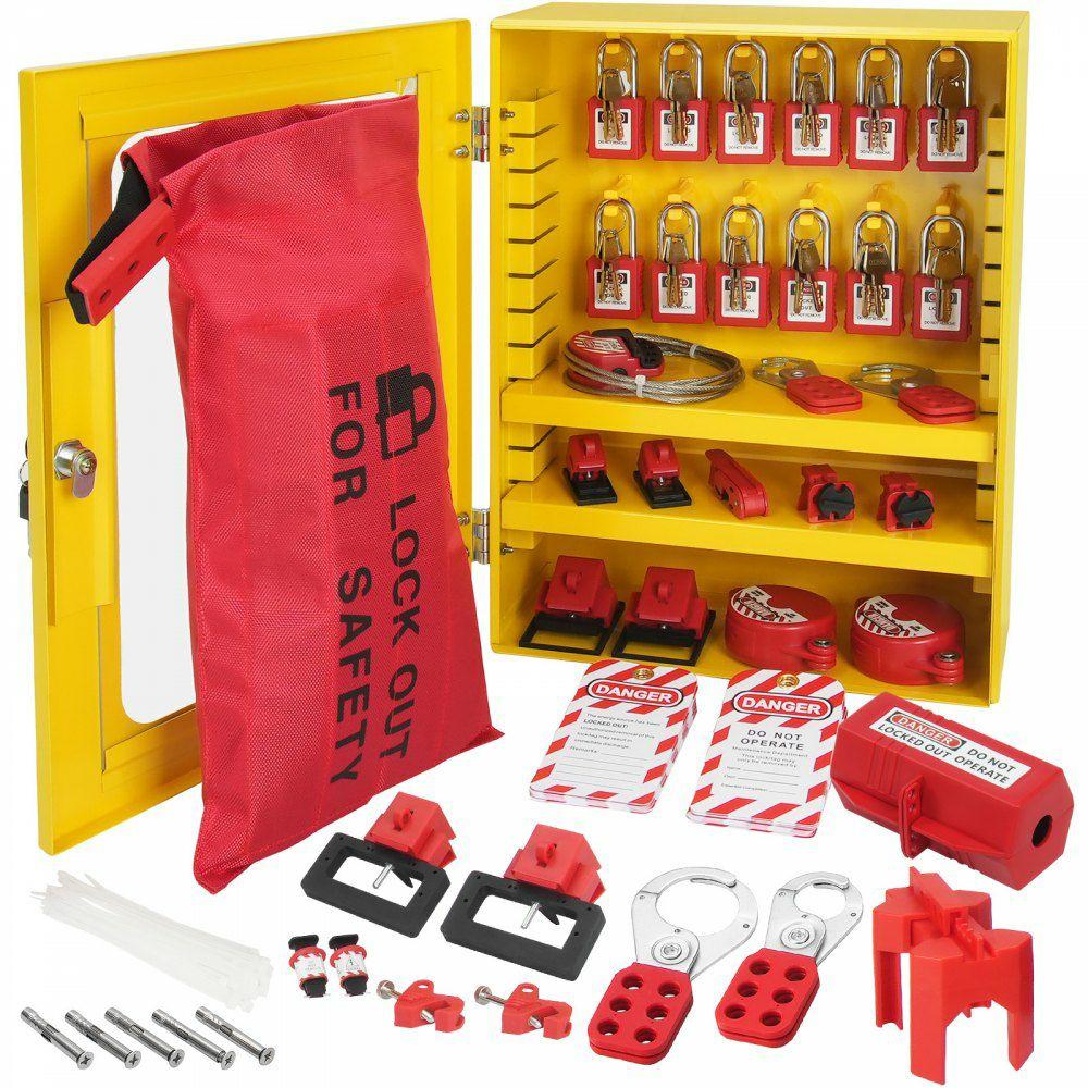 Electrical Lockout Tagout Kit, 59 PCS Safety Lockout Tagout Station With Padlocks, Hasps, Tags, Ties, Plug Lockout, Circuit Breaker Lockouts, Valve Lockouts, Cable Lockout, Lockout Bag, Box  |  Locks Locks Locks