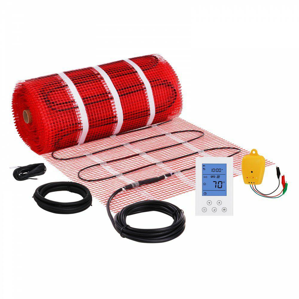 Floor Heating Mat, 100 Sq. ft, Electric Radiant In-Floor Heated Warm System with Digital Floor Sensing Thermostat, Includes Installation Monitor, Adhesive Back for Easy Installation on The Floor  |  Floor Heating Mat Floor Heating Mat Floor Heating Mat