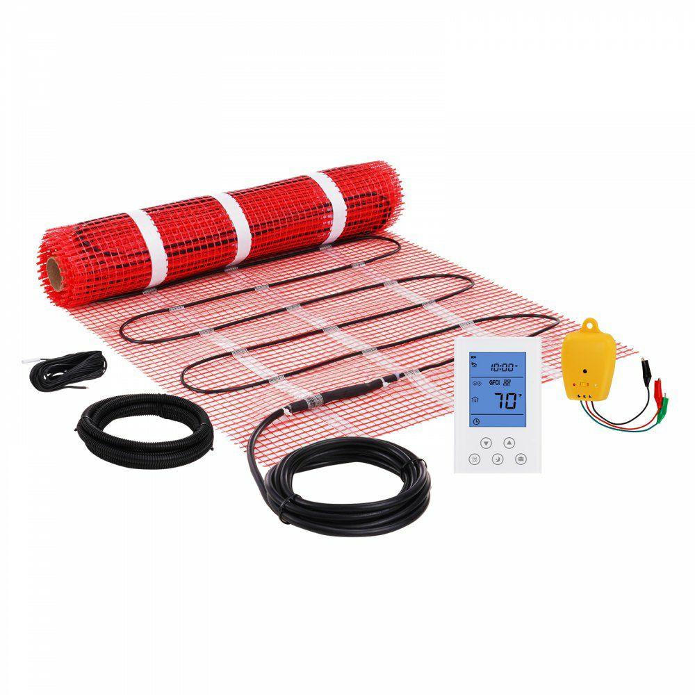 Floor Heating Mat, 20 Sq. ft, Electric Radiant In-Floor Heated Warm System with Digital Floor Sensing Thermostat, Includes Installation Monitor, Adhesive Back for Easy Installation on The Floor  |  Floor Heating Mat Floor Heating Mat Floor Heating Mat