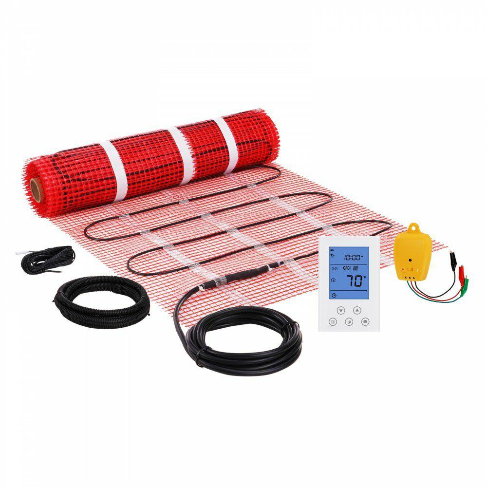 Floor Heating Mat, 30 Sq.ft, Electric Radiant In-Floor Heated Warm System with Digital Floor Sensing Thermostat, Includes Installation Monitor, Adhesive Back for Easy Installation on The Floor  |  Floor Heating Mat Floor Heating Mat Floor Heating Mat