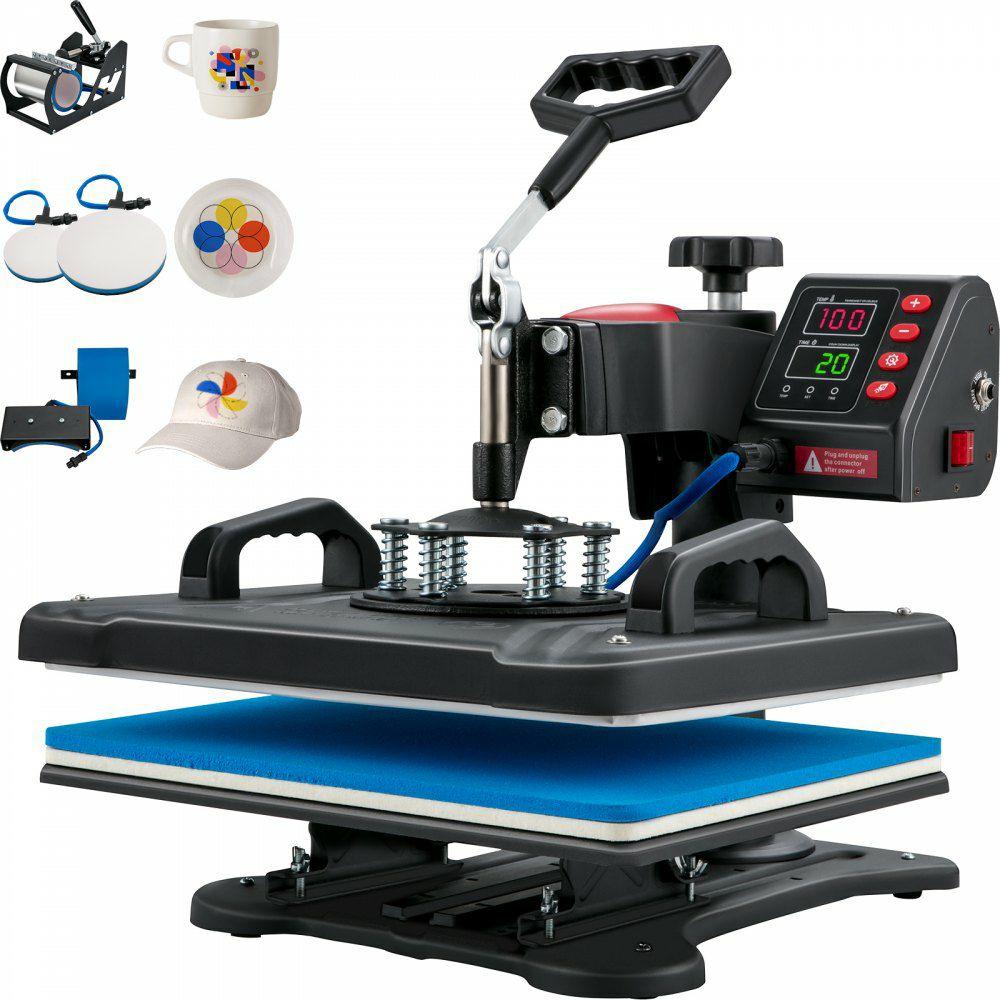 Heat Press, 5 in 1 Heat Press Machine Machine 12×15, Clamshell Sublimation Transfer Printer Fast Heat-up, Digital Precise Temperature Control, Vinyl Heat Press for T-Shirt Plate Mug Cup, 900W  |  Heat Press Machine Arts & Crafts & Sewing Heat Press Machine