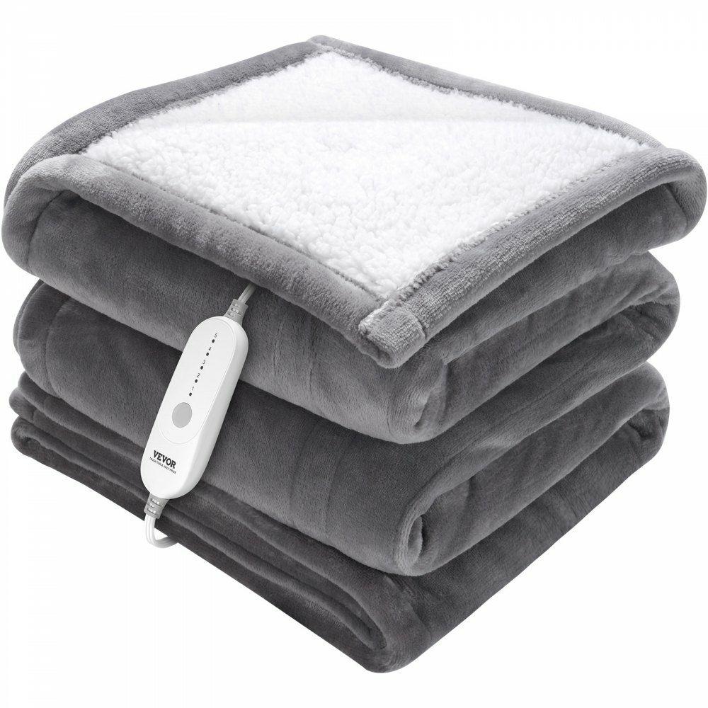 Heated Blanket Electric Throw, 50″ x 60″ Twin Size, Soft Flannel & Sherpa Heating Blanket with 3 Hours Timer Auto-off, 5 Heating Levels for Sofa, Machine Washable, ETL & FCC Certification (Grey)  |  Heaters & Accessories Heaters & Accessories Heaters & Accessories