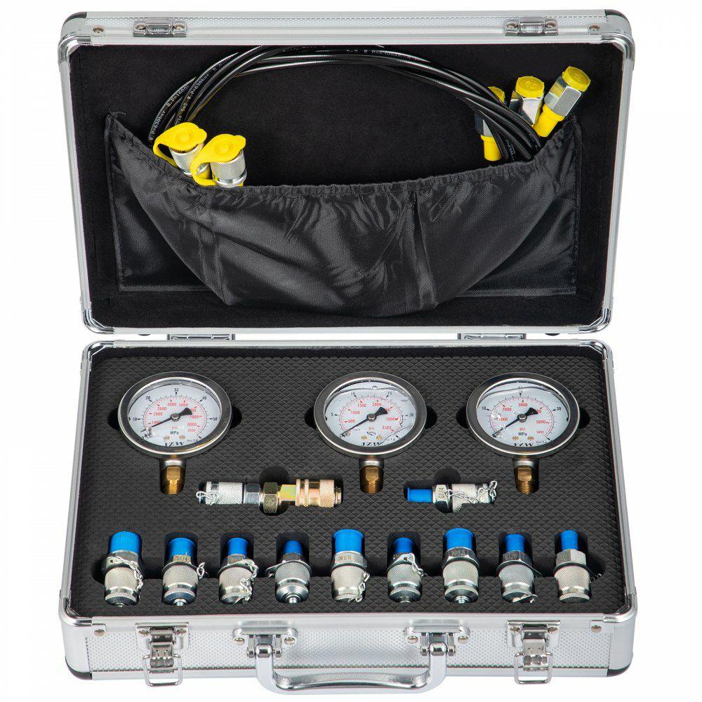 Hydraulic Pressure Test Kit, 25/40/60Mpa/11Couplings, Excavator Parts Hydraulic Tester Coupling Hydraulic Pressure Gauge Kit for Excavator Construction Machinery  |  Hydraulic Equipment Hydraulic Equipment Hydraulic Equipment