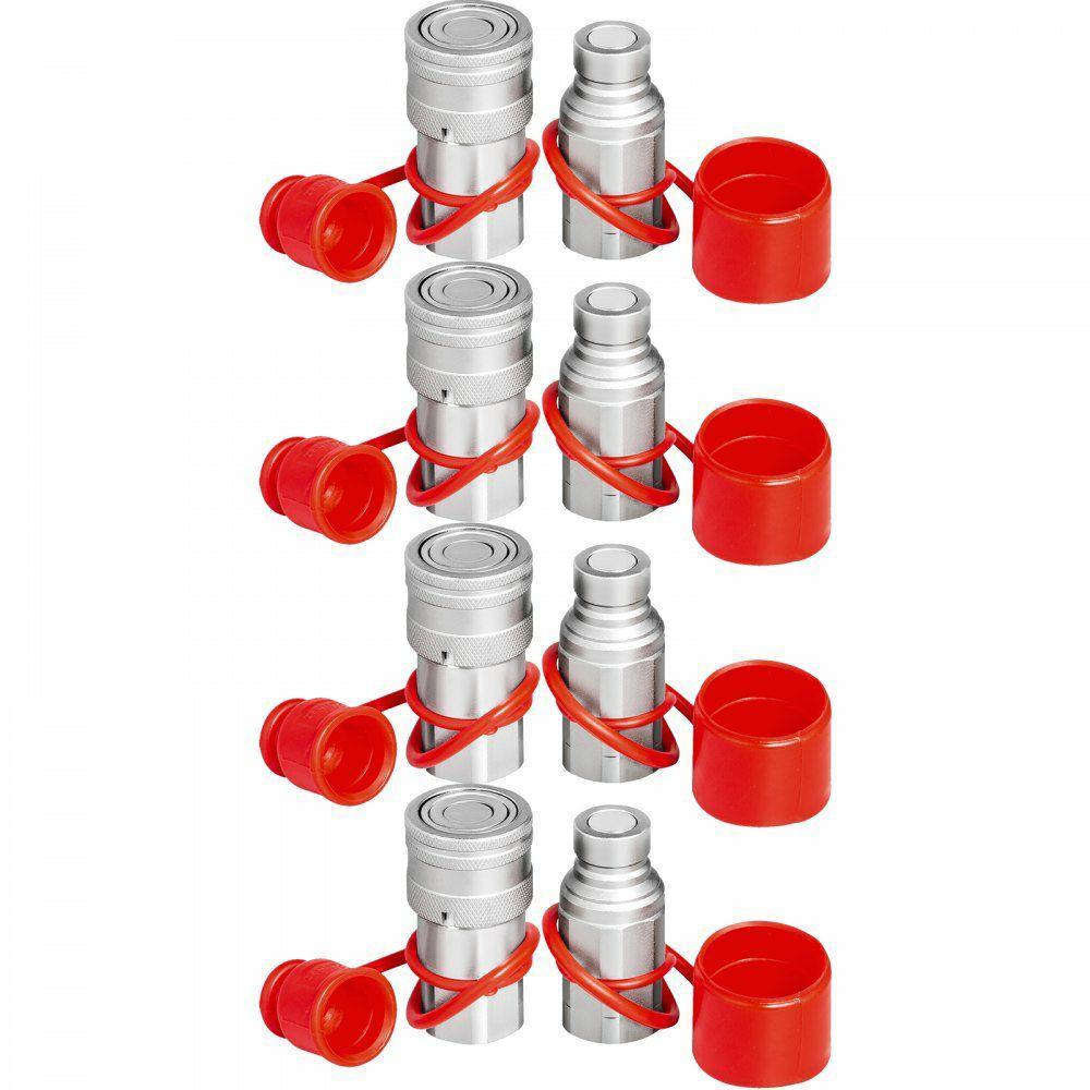 Hydraulic Quick Connect 1/2 Body with 1/2″ NPT Thread Hydraulic Coupler 4 Pairs Hydraulic Coupling Quick Connect 45.5 L/min Hydraulic Quick Coupler (ISO 16028)  |  Fittings Fittings Fittings