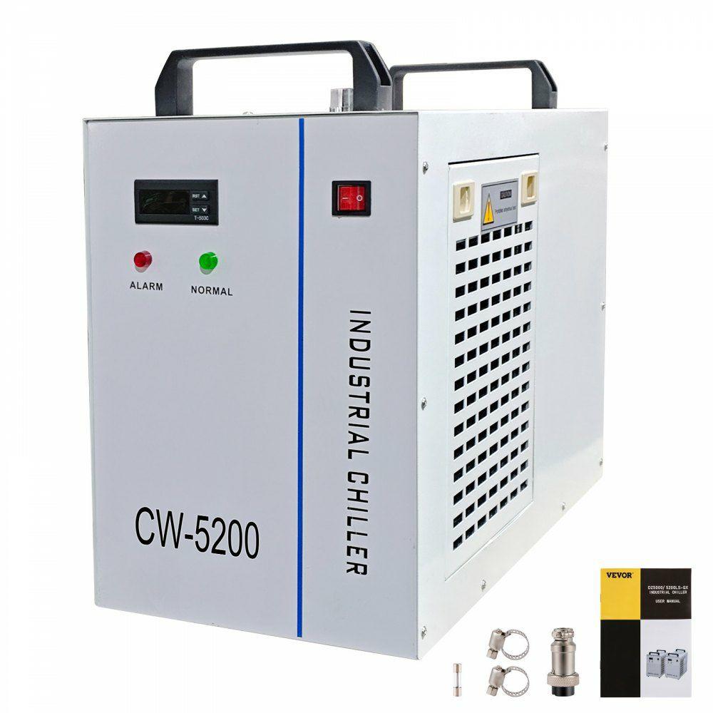 Industrial Water Chiller CW5200DG, 8.5L 1400W 0.93HP Water Cooler Cools 5200 BTU/Hour Thermolysis Water Chiller for CO2 130 to 150W Laser Engraving & Cutting Machines  |  Engraving Arts & Crafts & Sewing Engraving