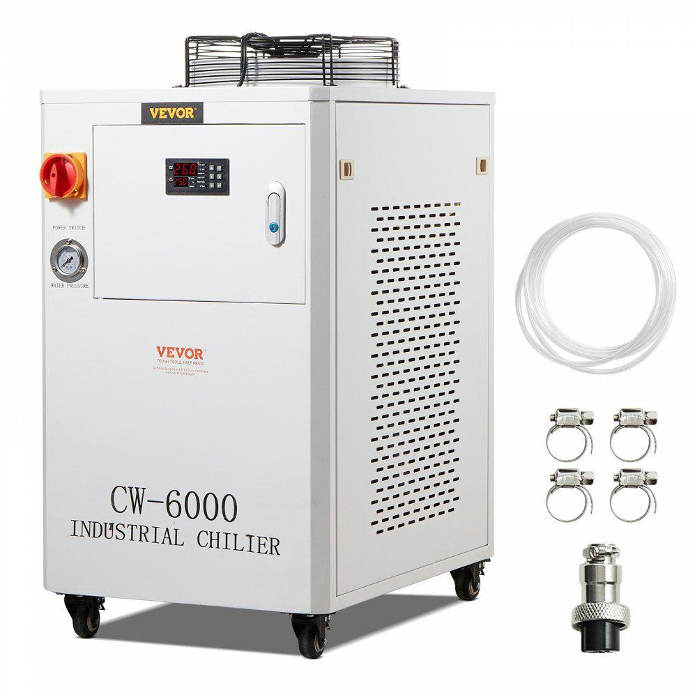 Industrial Water Chiller, CW6000, 1500W Industrial Water Cooler Cooling System with Compressor 15L Water Tank Capacity 65 L/min Max Flow Rate, for CO2 Laser Engraving Machine Cooling Machine  |  Engraving Arts & Crafts & Sewing Engraving