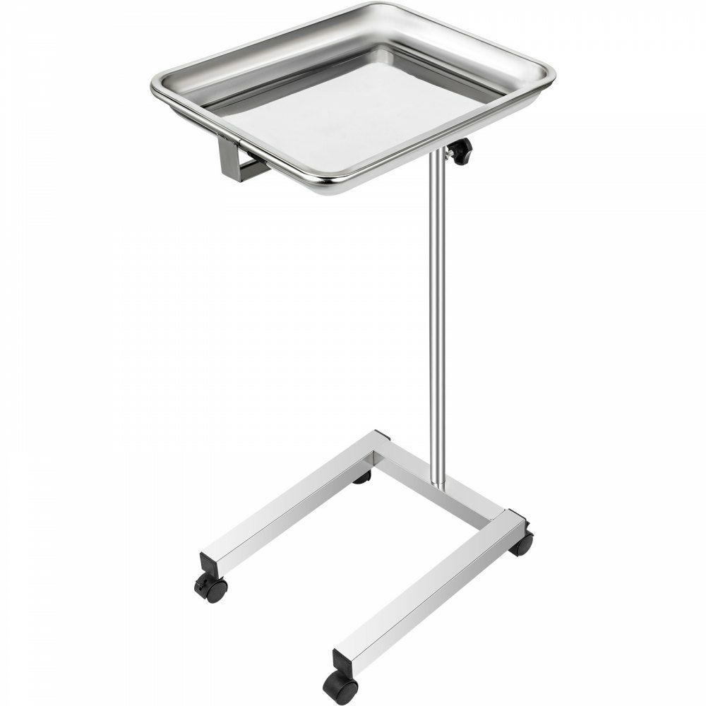 Lab Cart Stainless Steel Mayo Tray Stand 18×14 Inch Trolley Mayo Stand Adjustable Height 32-51 Inch Instrument Tray w/Removable Tray & 4 Omnidirectional Wheels for Home Equipment Personal Care  |  Lab Cart Lab Lab & Medical Furniture