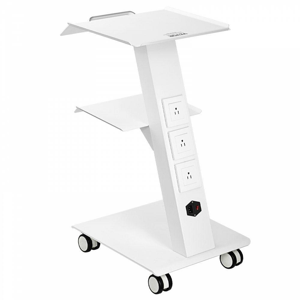 Lab Trolley, Rolling Lab Cart with Built-in Socket, 3-Layer Metal Mobile Trolley, Tray Rolling Clinic Cart with Swivel Wheels, 220 lbs Weight Capacity, for Lab, Clinic, Beauty and Salon  |  Lab & Medical Furniture Lab Lab & Medical Furniture