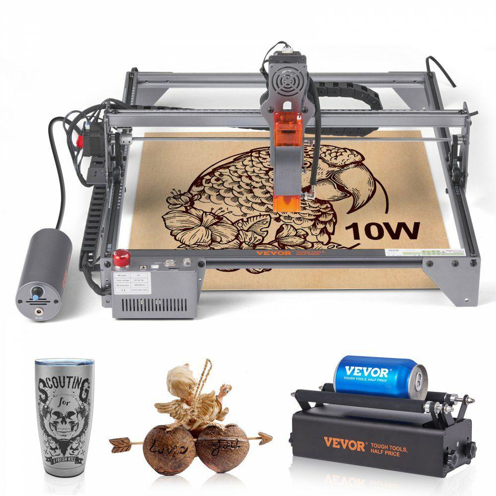 Laser Engraver, 10W Output Laser Engraving Machine, 15.7″ x 15.7″ Large Working Area, 10000mm/min Movement Speed, Compressed Spot with Rotary Roller, Laser Cutter for Wood, Metal, Acrylic  |  Engraving Arts & Crafts & Sewing Engraving