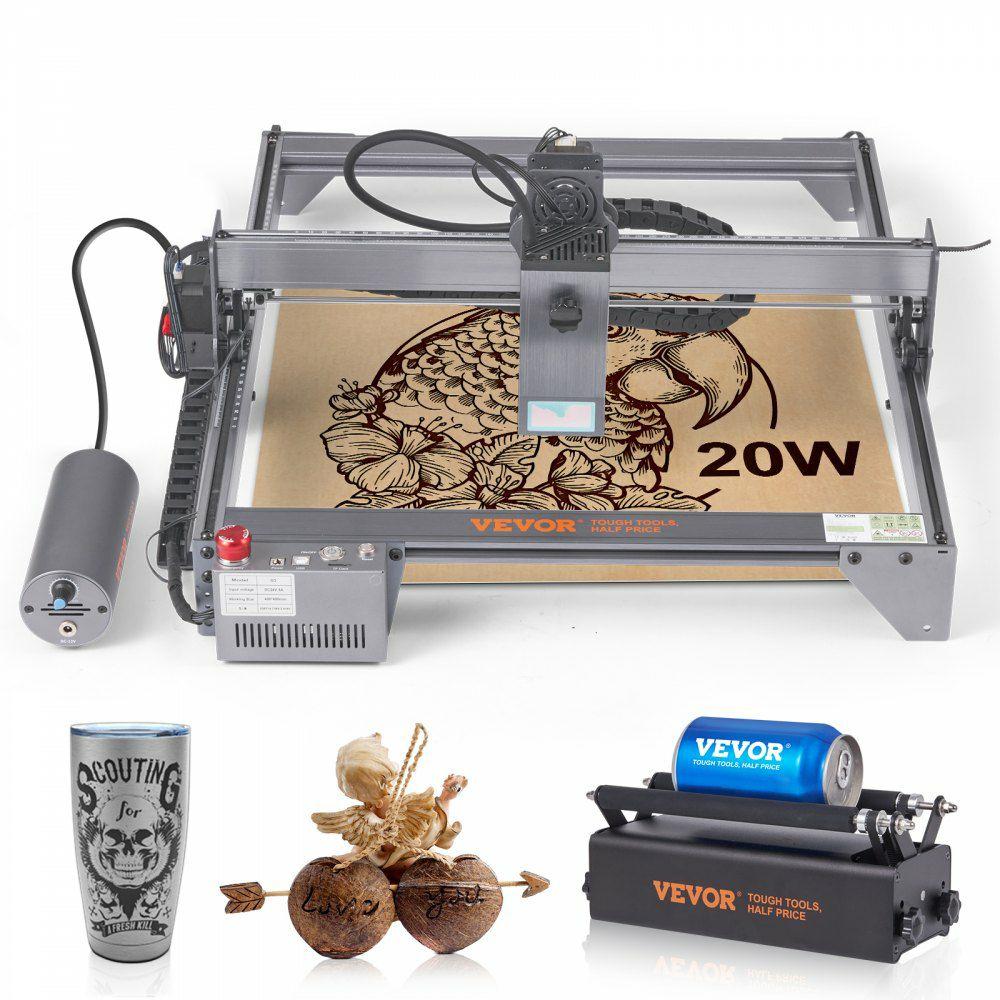 Laser Engraver, 20W Output Laser Engraving Machine, 15.7″ x 15.7″ Large Working Area, 10000mm/min Movement Speed, Compressed Spot with Rotary Roller, Laser Cutter for Wood, Metal, Acrylic  |  Engraving Arts & Crafts & Sewing Engraving