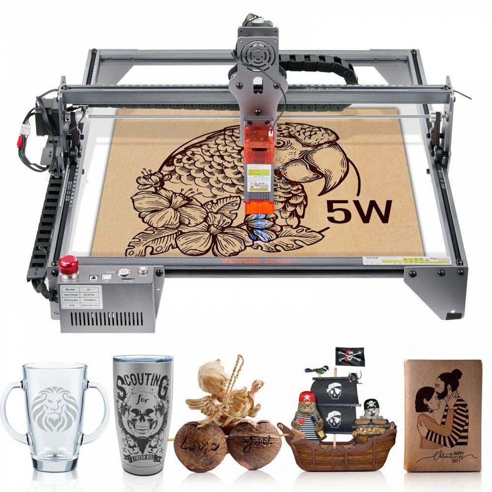 Laser Engraver, 5W Output Laser Engraving Machine, 16.1″ x 15.7″ Large Working Area, 10000mm/min Movement Speed, Compressed Spot with Eye Protection, Laser Cutter for Wood, Metal, Acrylic  |  Engraving Arts & Crafts & Sewing Engraving