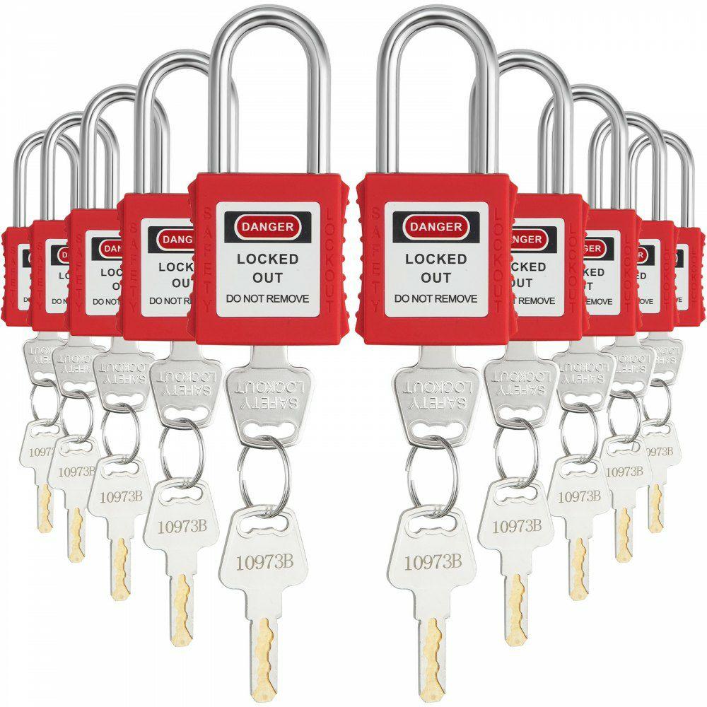 Lockout Tagout Locks Set, 10 PCS Red Safety Lockout Padlocks, with 2 Keys Per Lock, OSHA Compliant Lockout Locks, Lock Out Tag Out Safety Padlocks for Electrical Lockout Tag Out Kits  |  Locks Locks Locks