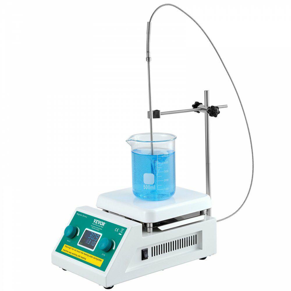 Magnetic Stirrer Hot Plate, Max 572°F/300°C, 0-2000 RPM Hot Plate with Magnetic Stirrer, 2000mL Hot Plate Stirrer with LED Screen, Support Stand and Stir Bars Included, 500W Heating Power  |  Mixing & Blending Equipment Lab Mixing & Blending Equipment