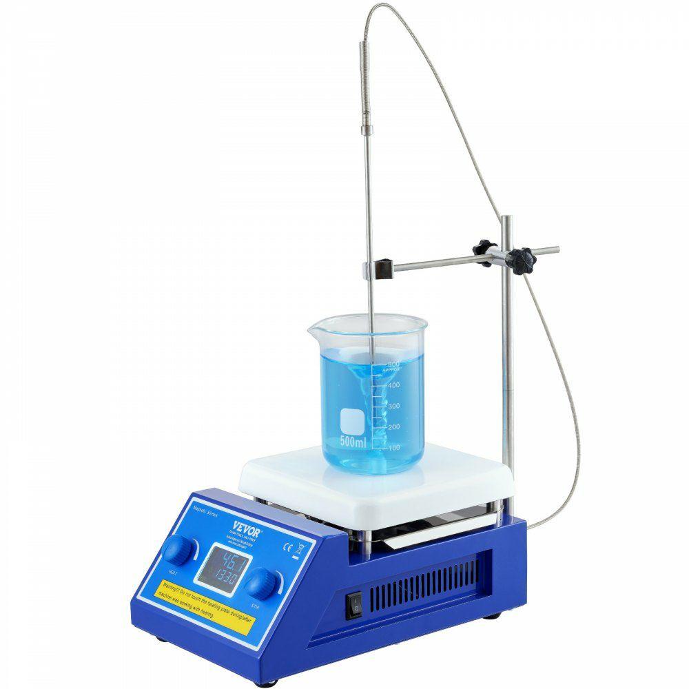 Magnetic Stirrer Hot Plate, Max 572°F/300°C, 0-2000 RPM Hot Plate with Magnetic Stirrer, 5000mL Hot Plate Stirrer with LED Screen, Support Stand and Stir Bars Included, 500W Heating Power  |  Mixing & Blending Equipment Lab Mixing & Blending Equipment