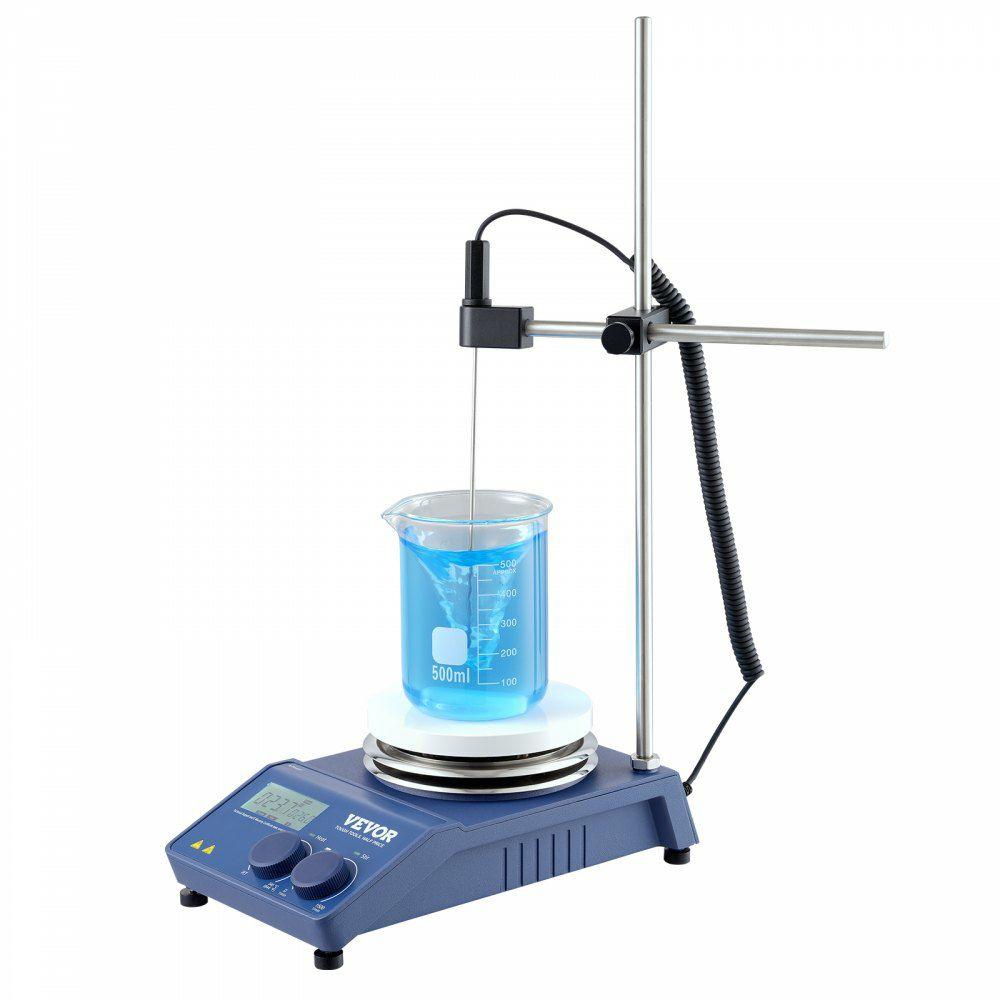 Magnetic Stirrer Hot Plate, Max 644°F/340°C, 0-1500 RPM Hot Plate with Magnetic Stirrer, 20L Hot Plate Stirrer with LED Screen, Support Stand and Stir Bars Included, 650W Heating Power  |  Mixing & Blending Equipment Lab Mixing & Blending Equipment