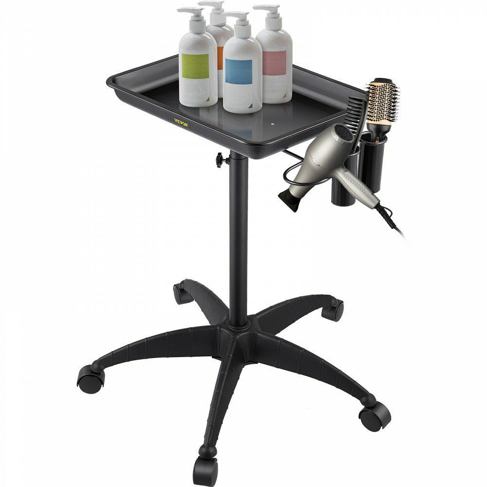 Mayo Stand Medical Tray, Height Adjustable Stainless Steel Salon Tray Easy Assemble Tattoo Cart Lab Tray with 2 Cups & 1 Metal Ring for SPA Clinic Personal Care Lab Hospital Dentistry, Black  |  Lab Cart Lab Lab & Medical Furniture