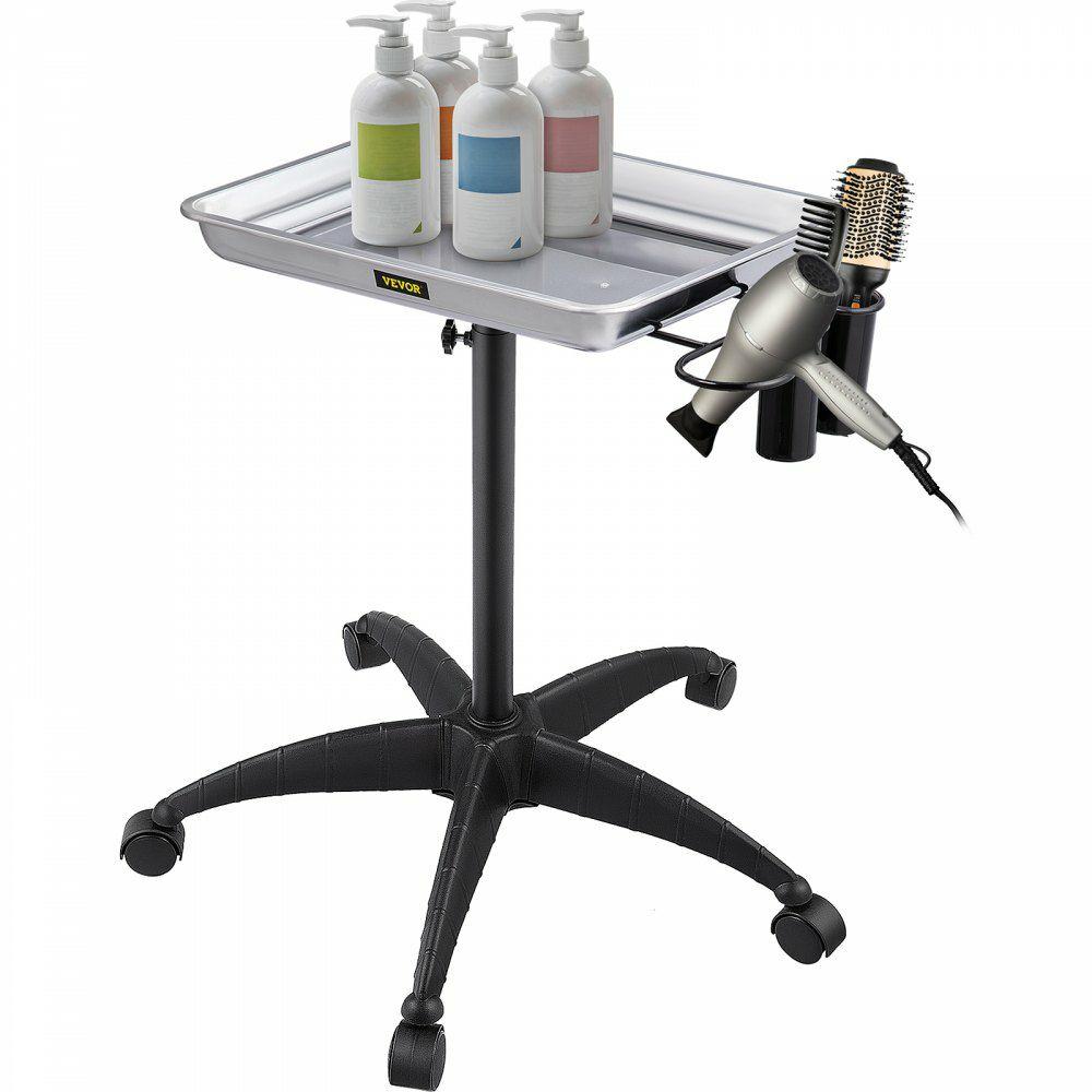 Mayo Stand Medical Tray, Height Adjustable Stainless Steel Salon Tray Easy Assemble Tattoo Cart Lab Tray with 2 Cups & 1 Metal Ring for SPA Clinic Personal Care Lab Hospital Dentistry, Silver  |  Lab Cart Lab Lab & Medical Furniture