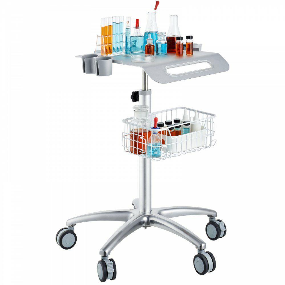 Medical Cart, Salon Cart with Wheels, Mobile Trolley Cart 26.77″-42.91″ Height Adjustable, Metal Salon Stations for Hair Stylist, Rolling Desktop Lab Cart for Clinic, Beauty and Salon  |  Lab Cart Lab Lab & Medical Furniture