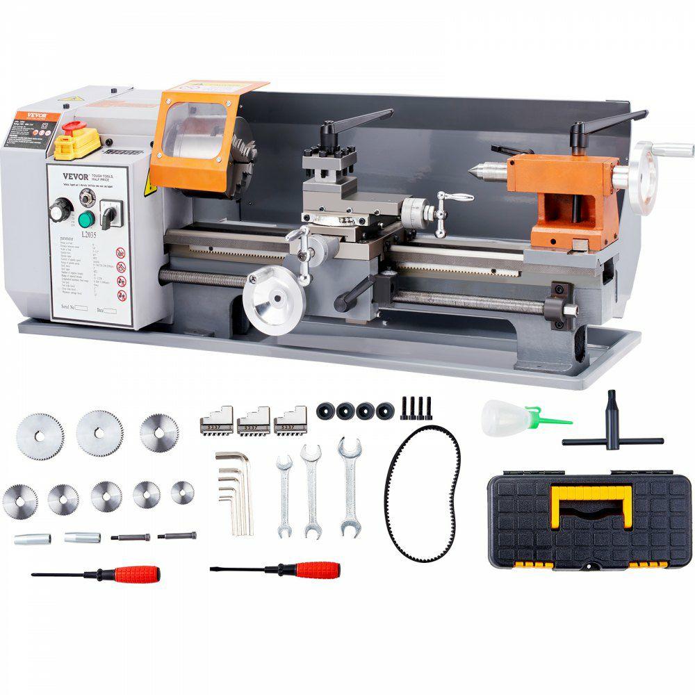 Metal Lathe Machine, 7.87” x 13.78”, Precision Benchtop Power Metal Lathe,, 50-2500 RPM Continuously Variable Speed, 500W Brush Motor Metal Gears, with Tool Box for Processing Precision Parts  |  Metal Lathe Lathe Machines & Accessories Lathe Machines & Accessories