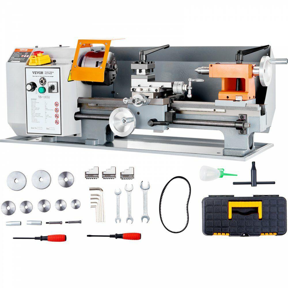 Metal Lathe Machine, 7” x 13.78”, Precision Benchtop Power Metal Lathe, 0-2200 RPM Continuously Variable Speed, 500W Brush Motor Metal Gears, with Tool Box for Processing Precision Parts  |  Lathe Machines & Accessories Lathe Machines & Accessories Lathe Machines & Accessories