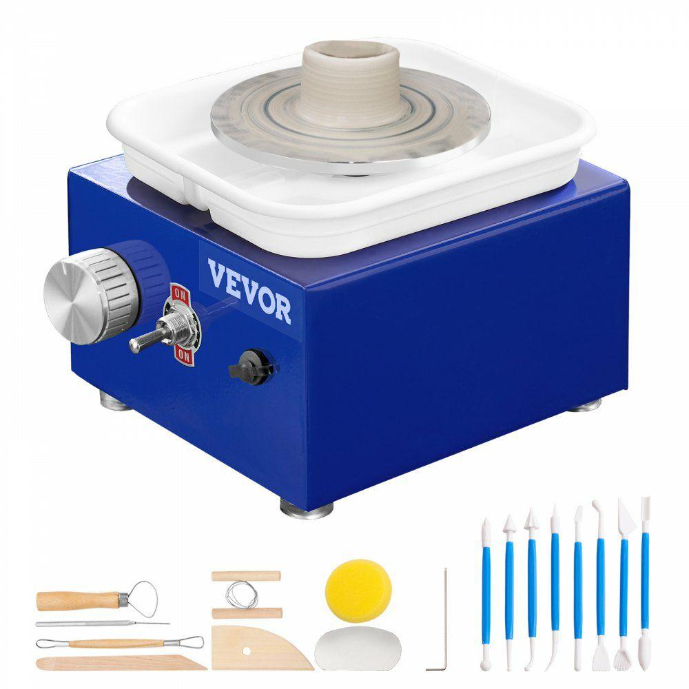 Mini Pottery Wheel, for Kids or Beginners, 2 Turntables 2.6in/3.9in Ceramic Wheel Machine, Adjustable 0-300RPM Speed ABS Detachable Basin, 17 Pottery Accessories, Work Art Craft DIY, 30W, Blue  |  Ceramics & Pottery Crafts Arts & Crafts & Sewing Ceramics & Pottery Crafts